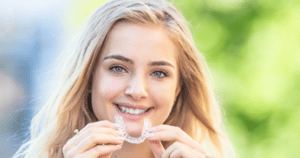 Clear plastic aligner for crowded teeth